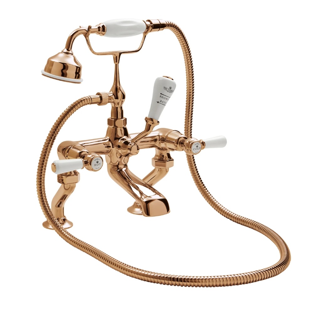 BC Designs Victrion  Lever Copper Deck Mounted Bath Shower Mixer Cut Out